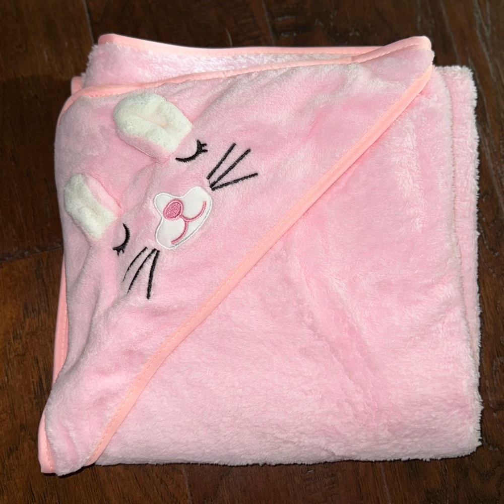 New Pink Bunny Hooded Bath Towel